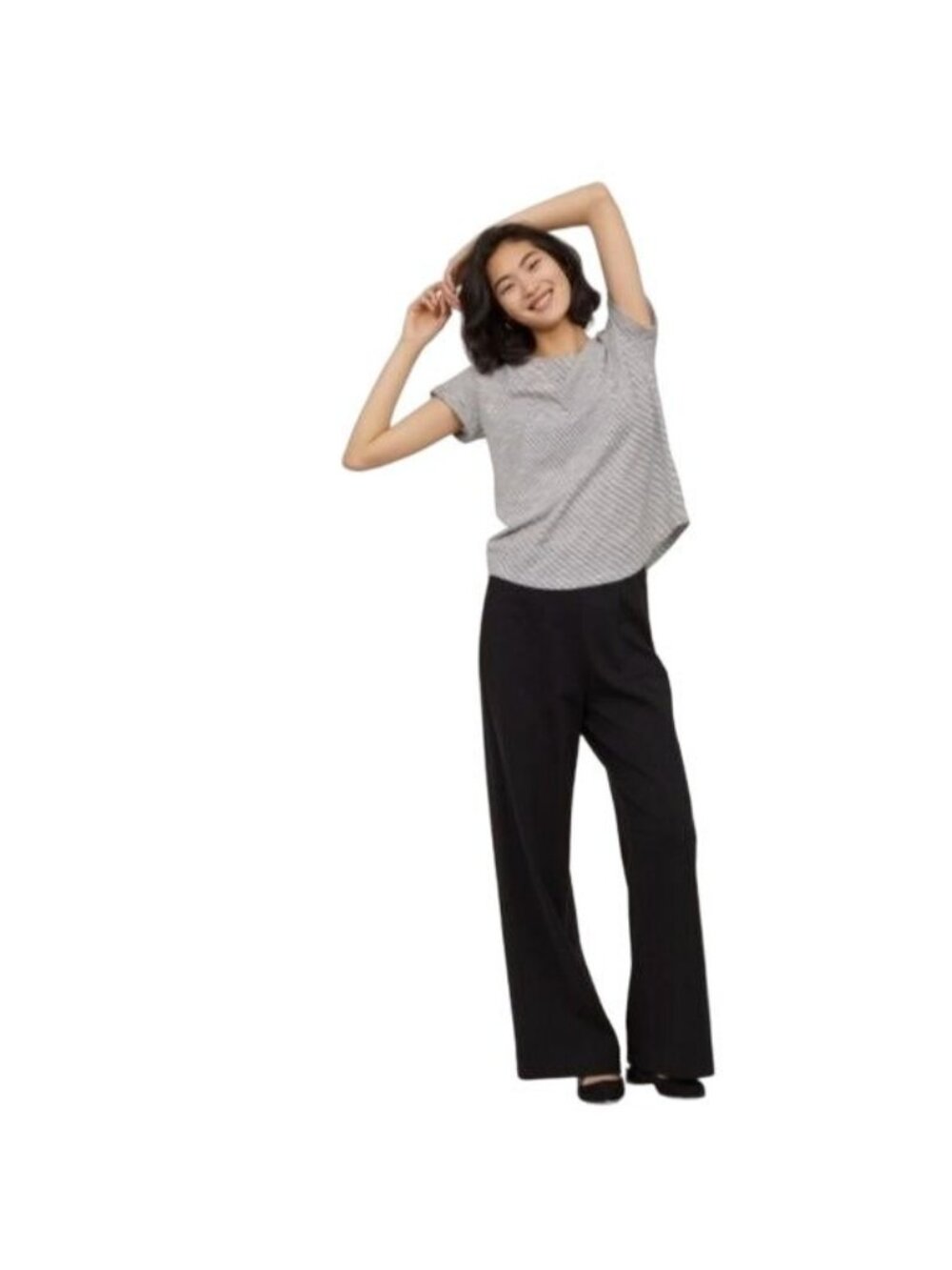 H&M Black Wide-Leg Relaxed Fit Pull-On Pants Lightweight Flowy